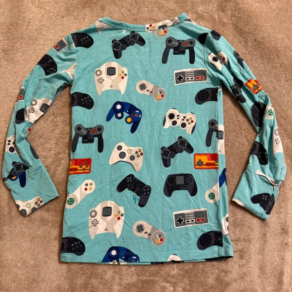 Posh Peanut Kids 4T Blue Bamboo Video Game Controller Long Sleeve Pajama Top
